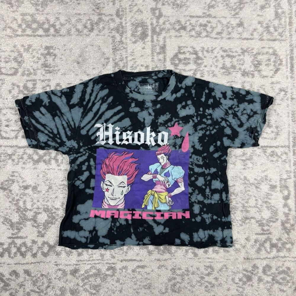 HUNTER X HUNTER Hisoka T Shirt Cropped Tye Dye Logo Graphic Print Size Small